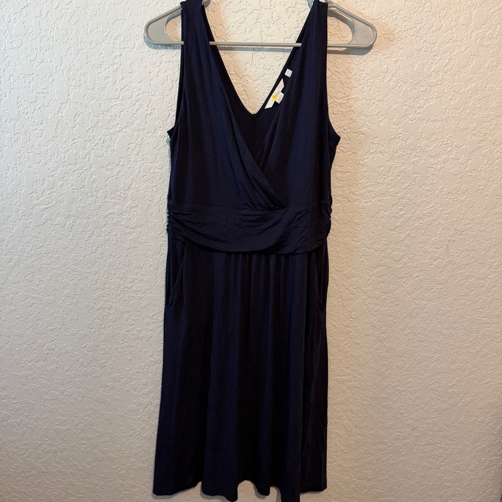Boden Navy Blue Faux Wrap Jersey Dress Size 10 Modern Minimalist Classic
